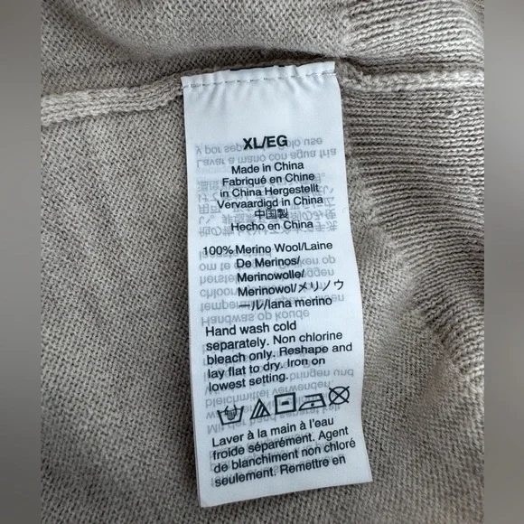 Madewell 100% Merino Wool Polo Sweater Pullover Long Sleeve Beige - Picture 3 of 4